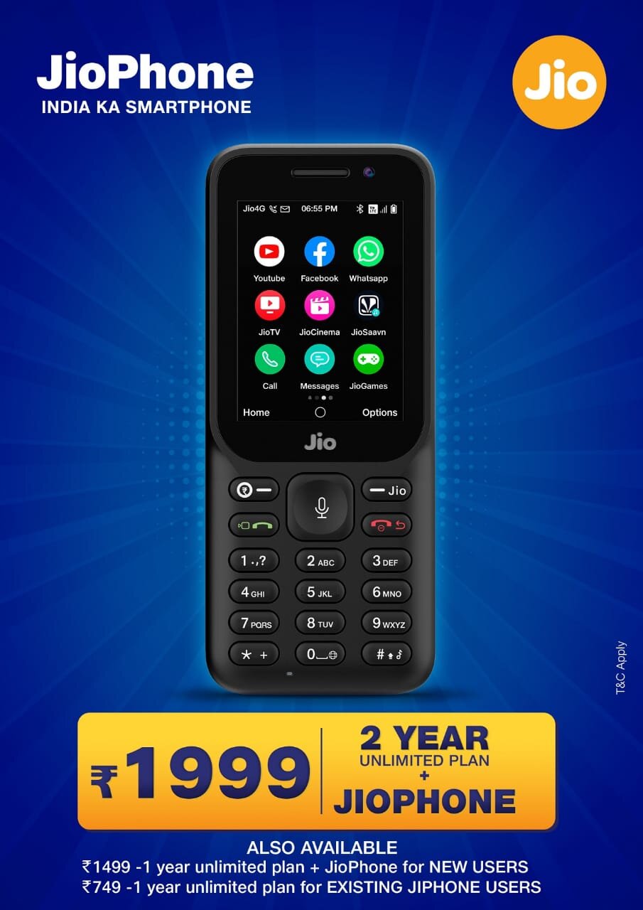 Jio Introduced Jio Phone Bundled Plan Rs 1999 Unlimited Calls For 2 Years