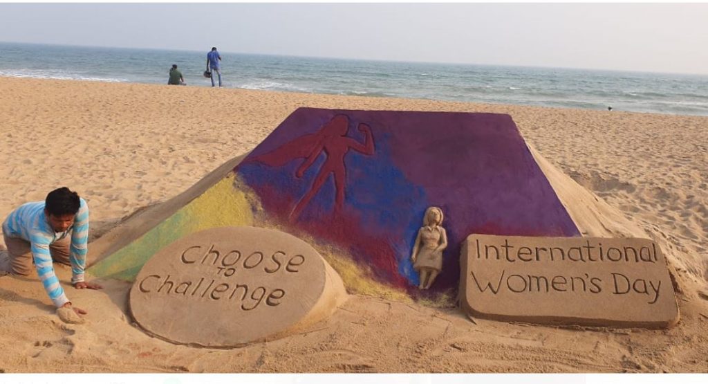 'International Women's Day' Sand Art By International Sand Artist Manas Kumar Sahoo