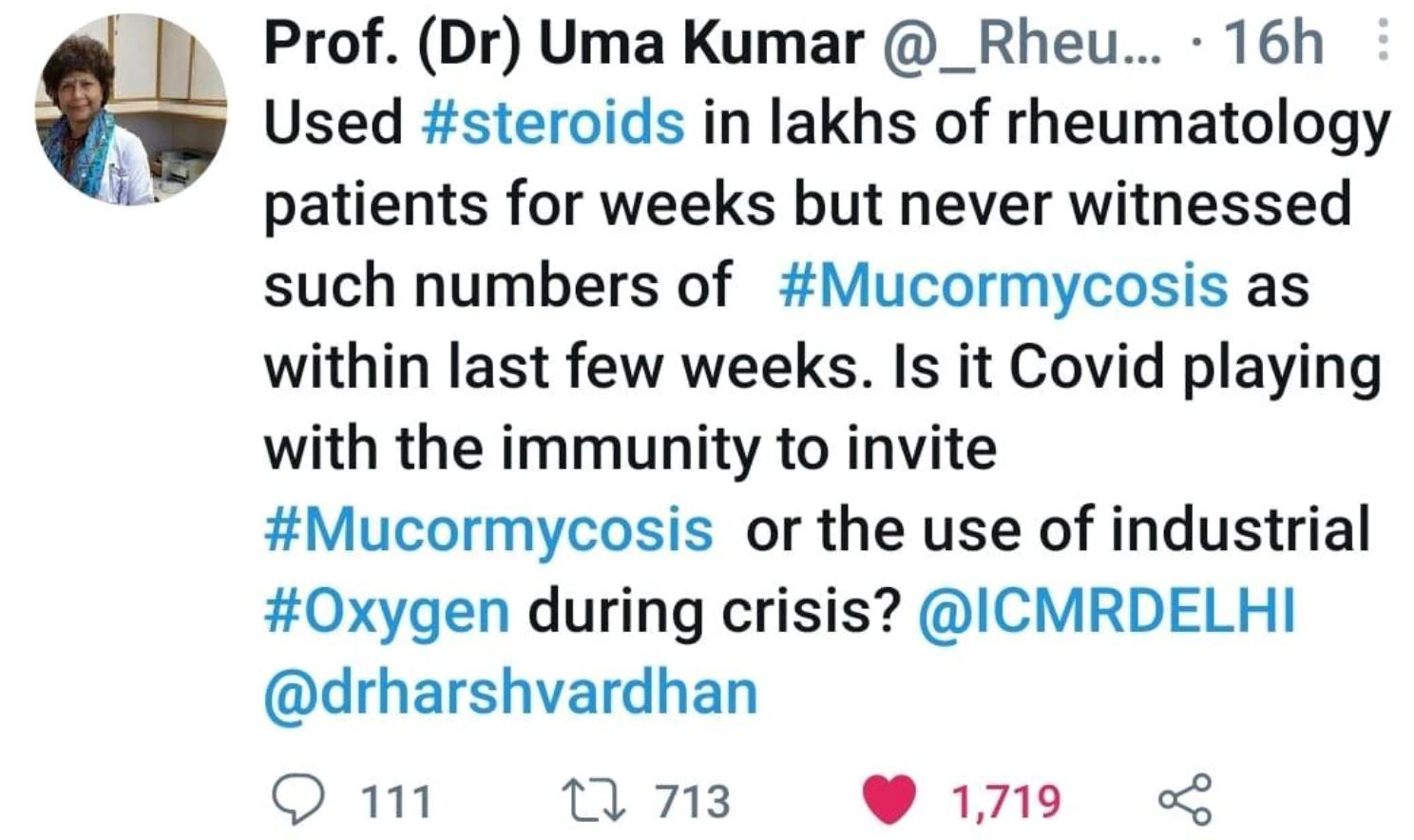 AIIMS Doctor Uma Kumar Raising Question Reasons For Black Fungus