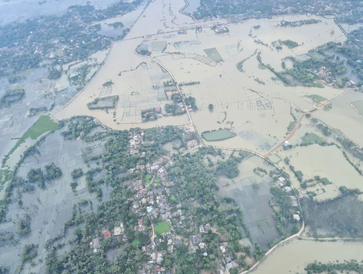 cm Naveen patnaik making an aerial survey of the damage caused by cyclone yaas