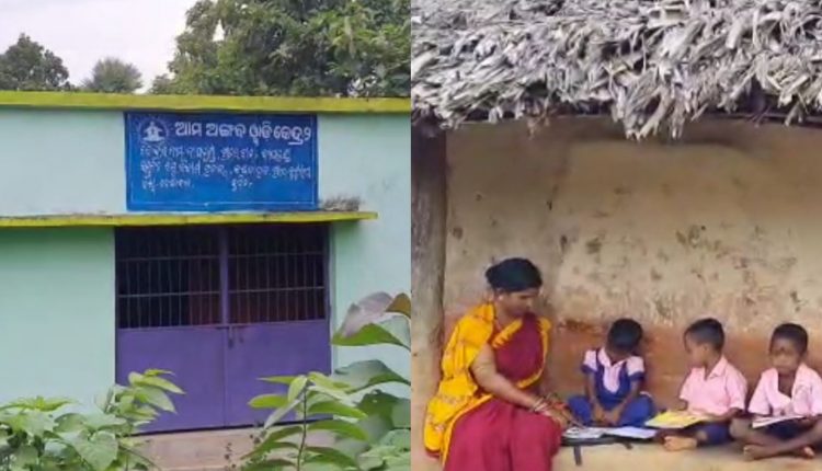 Having Anganwadi Centre, But Still Child Reading In Hut In Dhenkanal