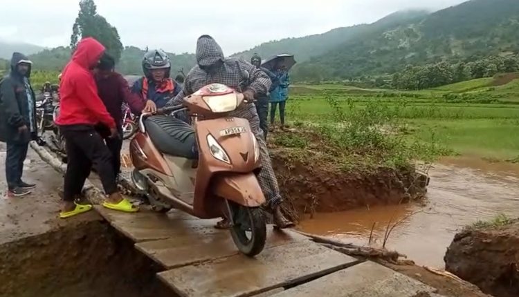 Temporary Bridge Washed Away In Rain At Koraput