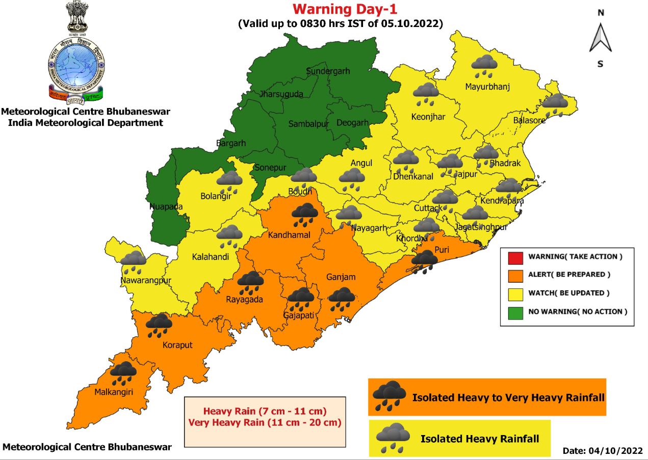 Orange Warnings To 7 Districts Of Odisha For Heavy Rain