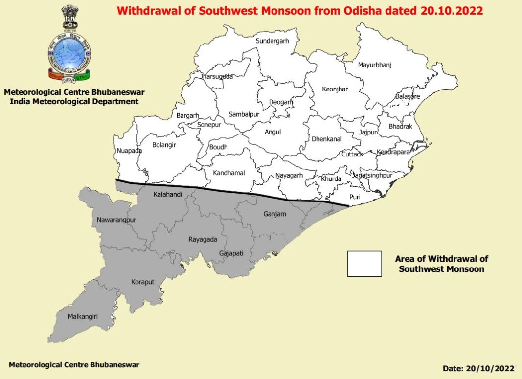 Withdrawal of Southwest Monsoon from some parts of Odisha
