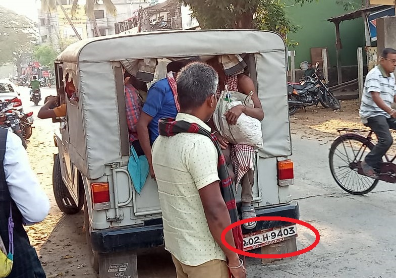 Vehicle Of Water Resources Department Carrying Labourers In Jagatsinghpur