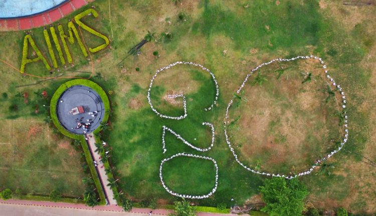 Girl Students Of AIIMS-Bhubaneswar Form Human Chain To Mark India’s G20 Presidency