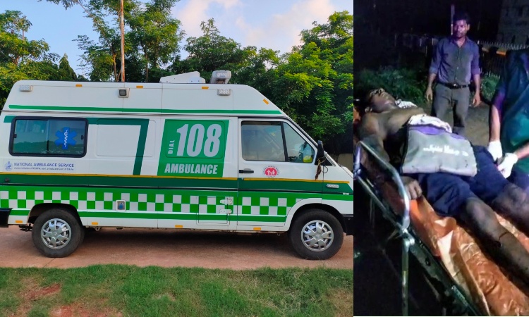 108 ambulance Crew rescued a handicapped person from the railway tracks