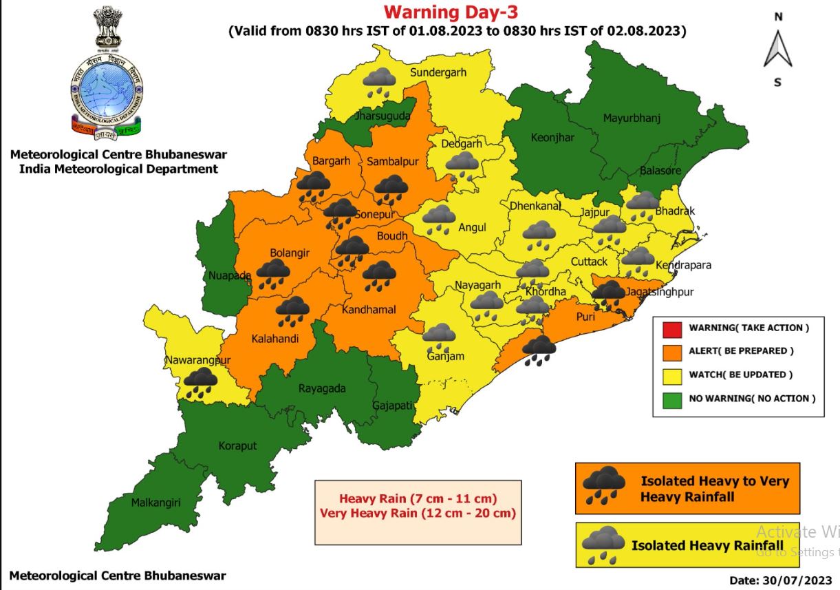 Orange Warning Very Heavy Rain To Lash Odisha Till August 3 Morning